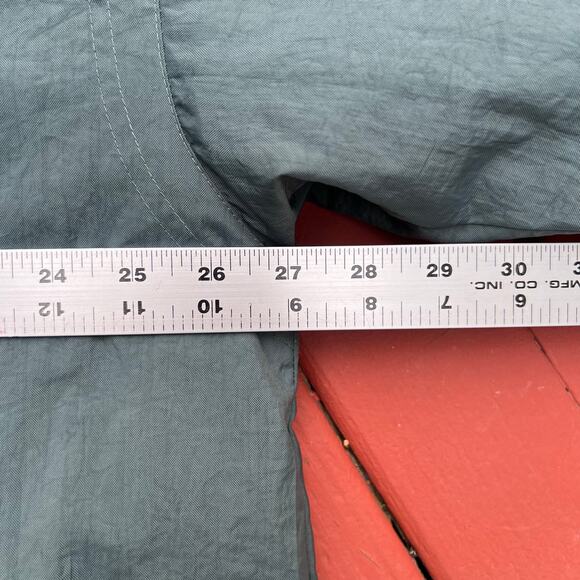 Vintage Nike Swoosh Split Hooded Long Puffer Jacket Parka Coat Green Navy L 90s - Picture 14 of 15